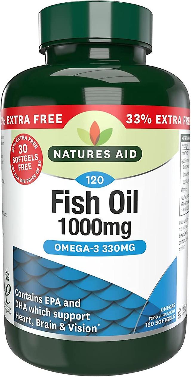 Natures Aid Olej z ryb 1000mg (Omega-3), 120 czapki (30 softgels darmo) on Productcaster.