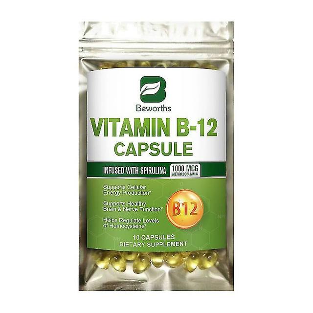 Guoguo 120stk Vitamin B12 Kapsler Support Energimetabolisme&nervesystemet Sundhed Anti Angst Høj styrke Neuro Vitmains Supplement 10 capsules on Productcaster.