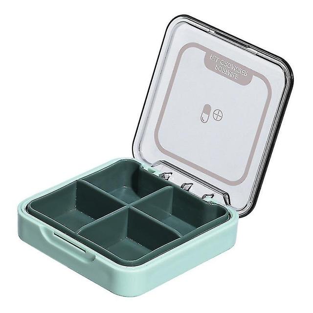 4 Compartment Waterproof Pill Box For Storing Travel Pills Vitamin Tablets Container Plastic Box green on Productcaster.