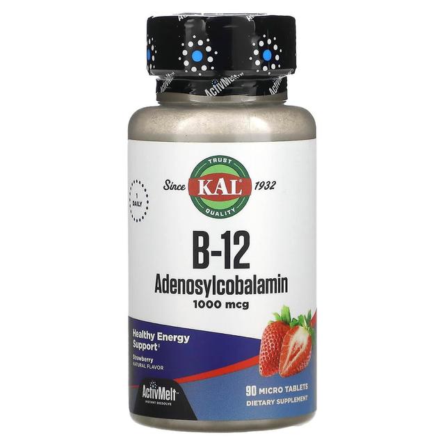 KAL, B-12 Adenosylcobalamin, Strawberry, 1,000 mcg, 90 Micro Tablets on Productcaster.