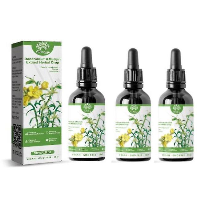 3 Pcs Herbal Lung Health Essence Dendrobium Mullein Extract Powerful Lung Cleanse 30ml on Productcaster.