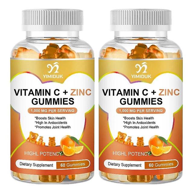 Visgaler Organic Vitamin C And Zinc Gummies Support Immune Health, Anti-oxidation, Whitening, Lightening, Anti-wrinkle 2 Bottles on Productcaster.