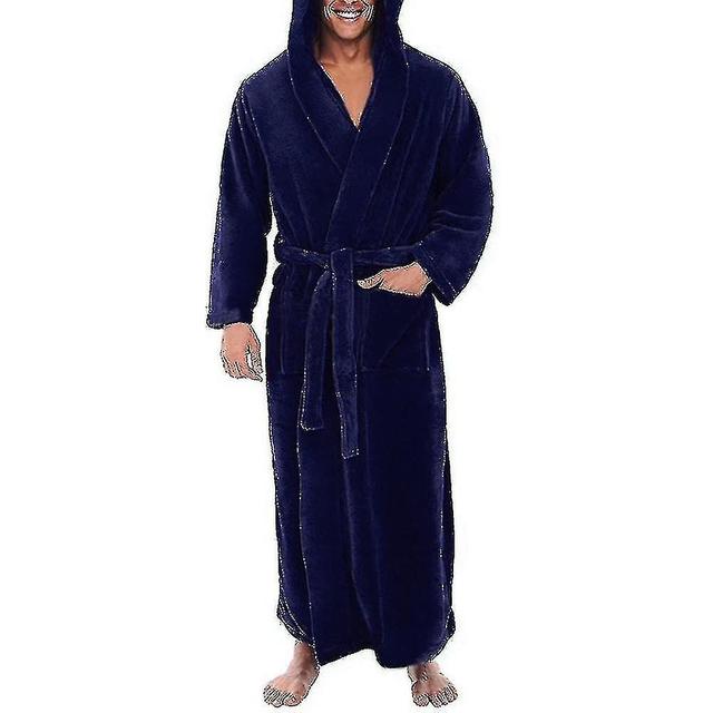 Mens Fleece Hooded Long Soft Bathrobe Ns2 on Productcaster.