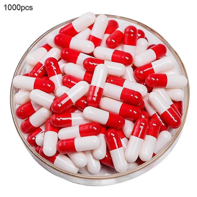 Capsule di gelatina cave trasparenti da 1000 pezzi - Grado medico, separate per un facile riempimento Bianco rosso on Productcaster.