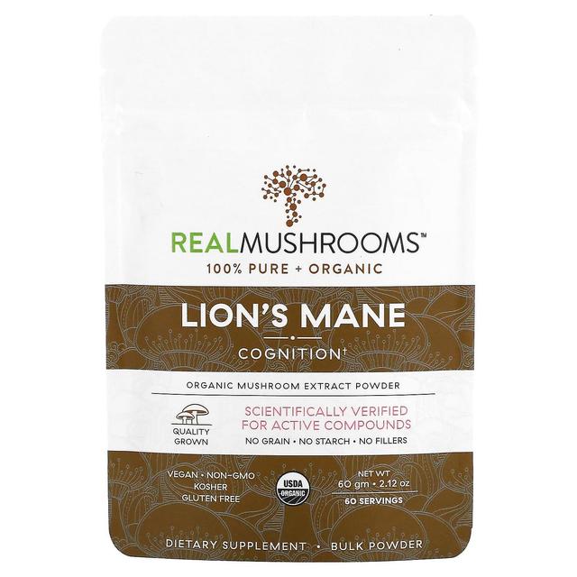 Real Mushrooms, Lion's Mane, Cognition, Bulk Powder, 2.12 oz (60 g) on Productcaster.