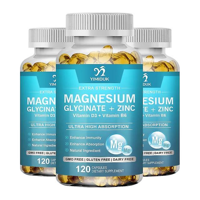 Eccpp Magnesium Glycinate Capsules 500mg With Zinc, Vitamin D, B6, Mood Calming, Sleep Promoting Energy & Bone Support 3 Bottles 60 PCS on Productcaster.