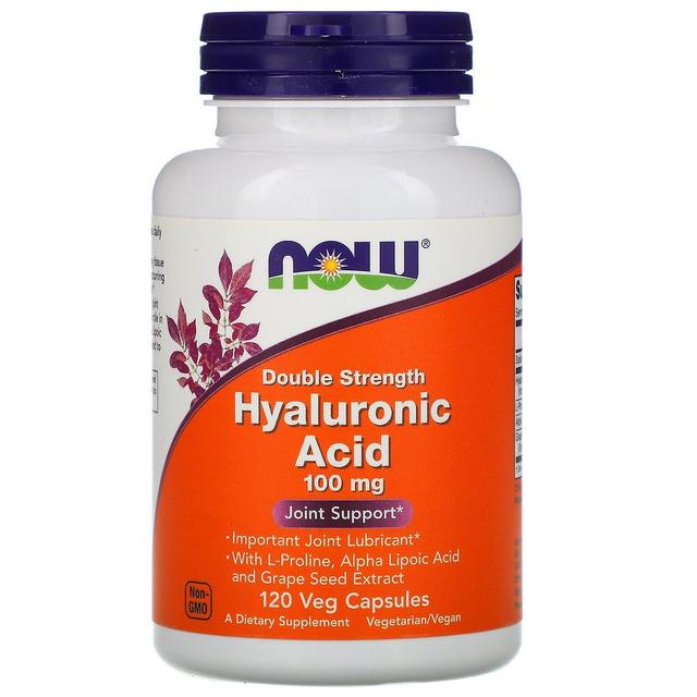 NOW Foods Agora Alimentos, Ácido Hialurônico, Força Dupla, 100 mg, 120 Veg Cápsulas on Productcaster.