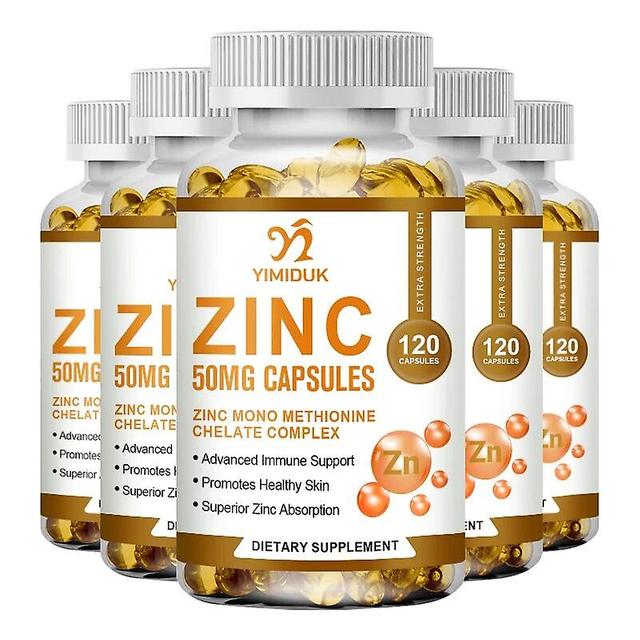 Vorallme 60/120 Capsules Zinc 50 Mg Immune Support and Antioxidant Supplement for Skin Health 5 Bottles 60 pcs on Productcaster.