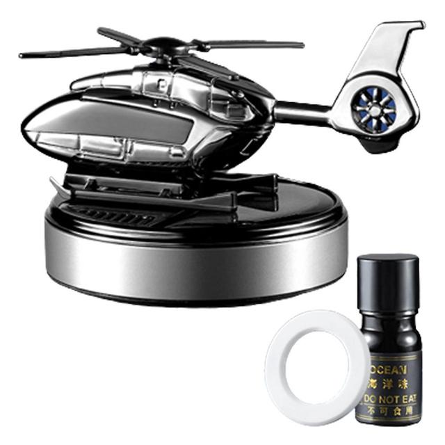 Personalized Solar Car Perfumes With Helicopter Car Perfumes Diffuser Ornament For Car Auto Decor Silver on Productcaster.