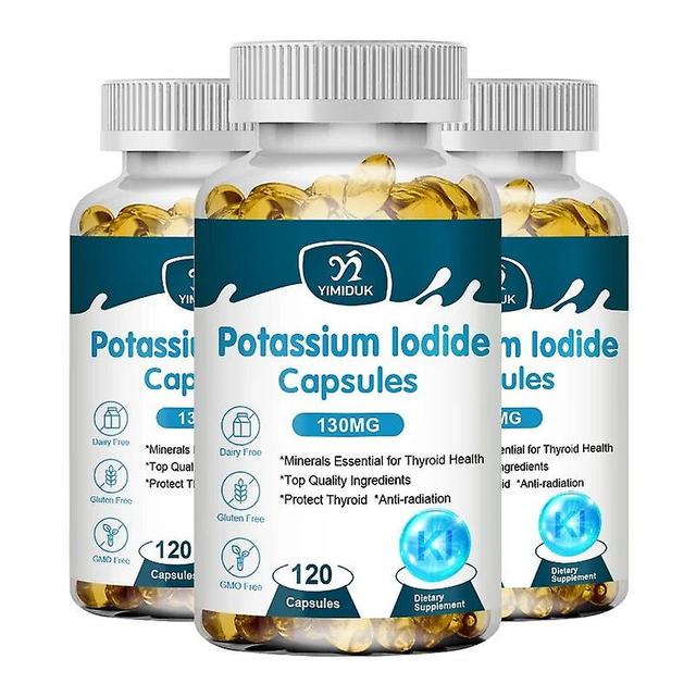 Visgaler Potassium Iodide Supplement Capsules 130 Mg Dietary Thyroid Support Protectant Ki Iodine Tablets Vitamin Optimum Potassium 3 Bottles 120 pcs on Productcaster.