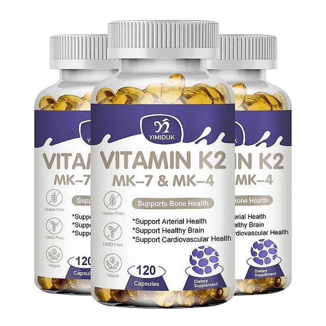 Visgaler Kapsuly vitamínu K2 s Mk-7 a Mk-4 na podporu zdravých kostí a tepien Zdravý mozog Kardiovaskulárne zdravie Absorpcia vápnika 3 fľaše 60pcs on Productcaster.