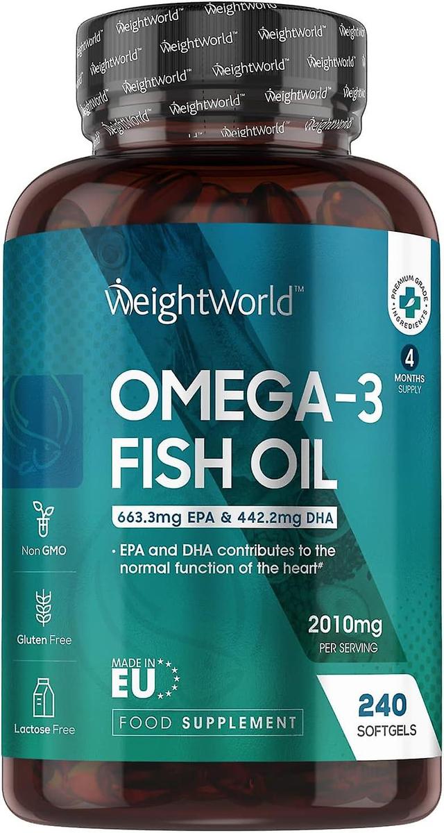 WeightWorld Omega 3 rybí olej 2000mg 240 Mäkké gélové kapsuly 660MG EPA a 440MG DHA pre oči pokožky podľa hmotnostiWorld on Productcaster.