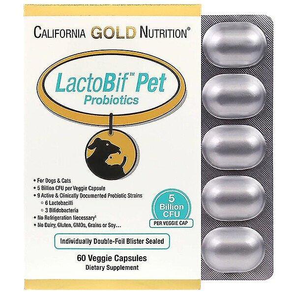 California Gold Nutrition, LactoBif Pet Probiotica, 5 miljard CFU, 60 Veggie Capsules on Productcaster.