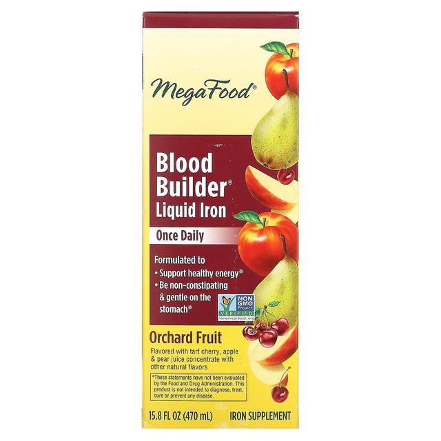 MegaFood, Blood Builder flytande järn, en gång dagligen, fruktträdgårdsfrukt, 15.8 fl oz (470 ml) on Productcaster.