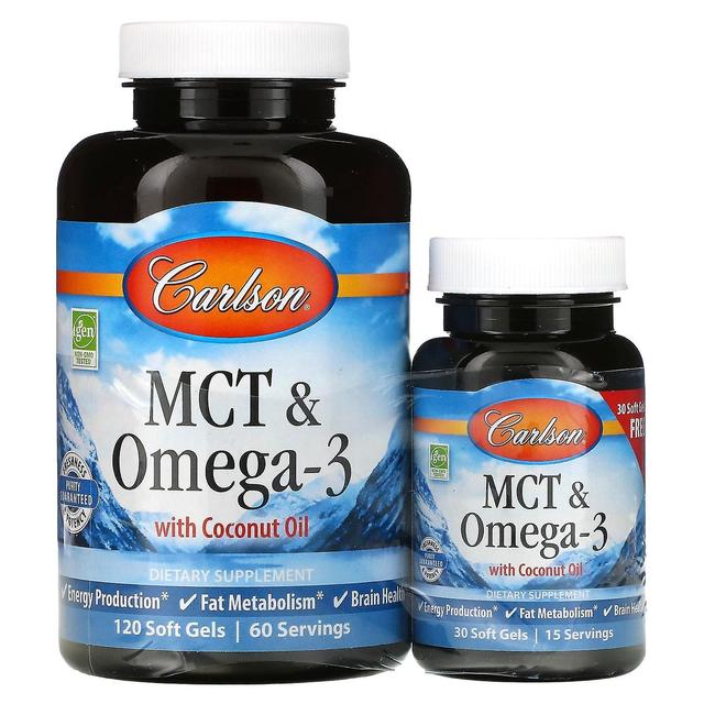 Carlson, MCT & Omega-3, 120 + 30 Free Soft Gels on Productcaster.