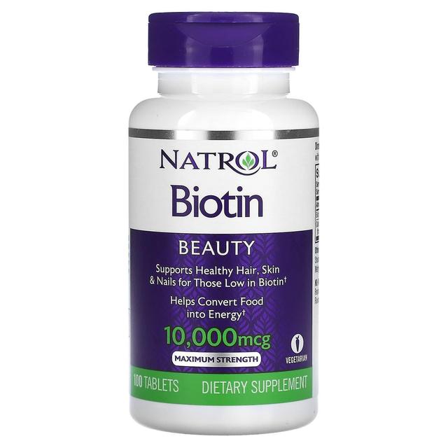 Natrol, Biotina, Força Máxima, 10.000 mcg, 100 Comprimidos on Productcaster.