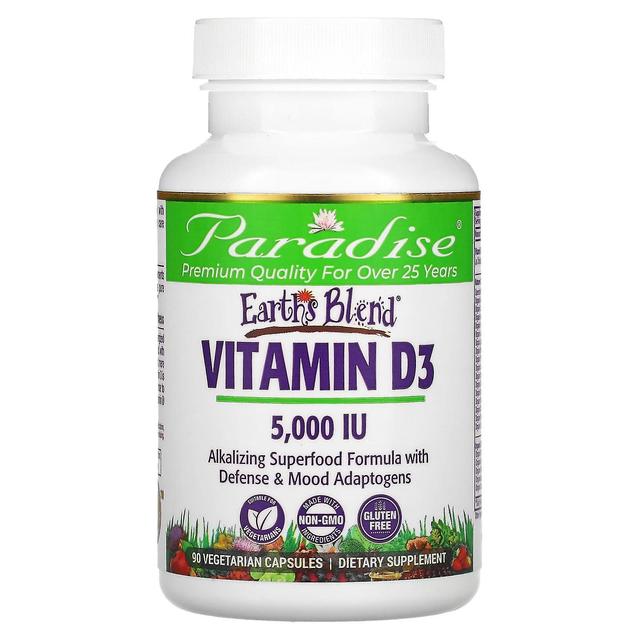 Paradise Herbs, Earth's Blend, Vitamin D3, 5,000 IU, 90 Vegetarian Capsules on Productcaster.