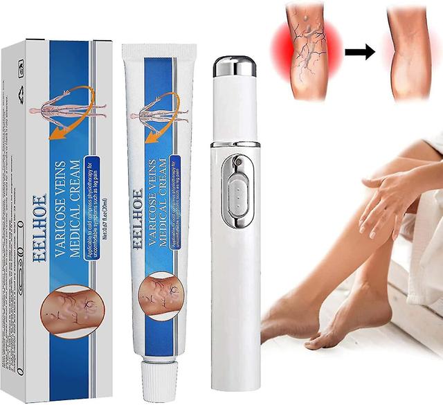 Veinshealth Varicose Veins Blue Light Therapy Set, Varicose Vein Blue Light Therapy Pen And Cream 1cream-1pen on Productcaster.