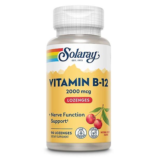 Solaray vitamin b-12 2000 mcg, sugar-free natural cherry flavor, healthy energy & red blood cell support, 90 lozenges on Productcaster.