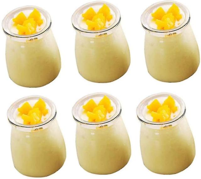 6pcs Glass Jar Yoghurt Jars With Lids Ideal For Chocolate Mousse Dessert Creams Yoghurt, Transparent (100ml) on Productcaster.