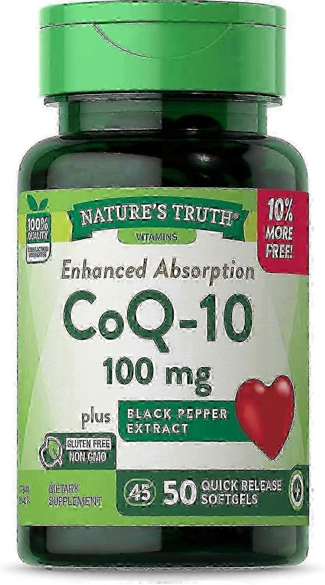 Nature's Truth Príroda ' s pravdou zvýšenú absorpciu Coq-10, 100 mg, plus extrakt z čierneho korenia, softgels, 50 EA on Productcaster.