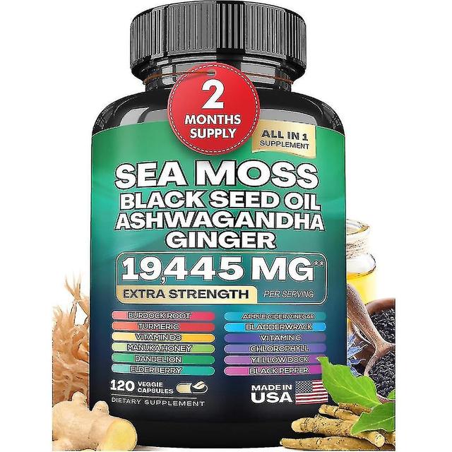 Sea Capsules, Blend Sea Ashwagandha Oil, All-in-one Irish Sea Seamoss Multimineral Supplements 2 bottle-240pcs on Productcaster.