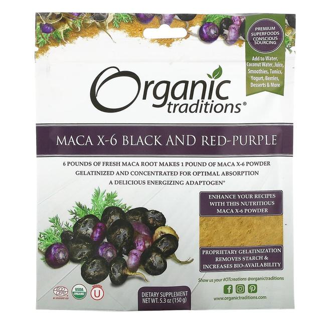 Organic Traditions Tradições Orgânicas, Maca X-6 Preto e Vermelho-Roxo, 5,3 oz (150 g) on Productcaster.