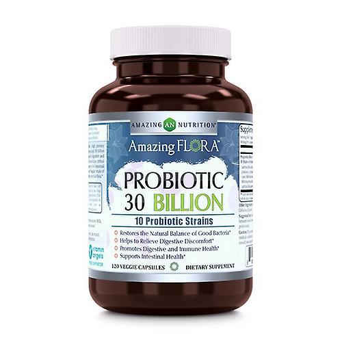 Amazing Nutrition Amazing Flora Probiotic 10 Cepas 30 Mil Millones, 120 Cápsulas Vegetales (Pack de 1) on Productcaster.