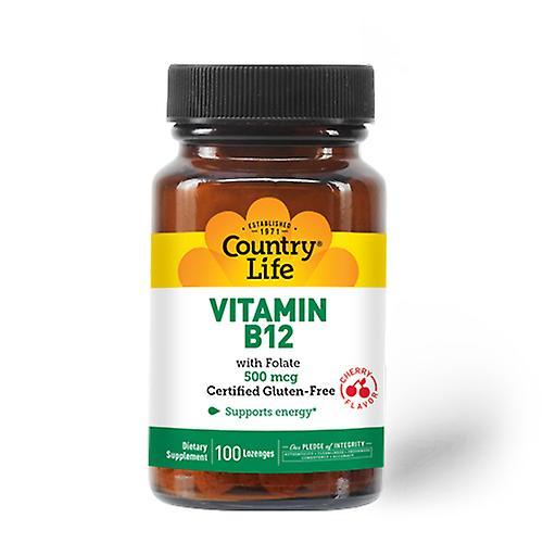 Country Life Vitamin B-12 med folinsyre sublingual, 500 MCG, 100 sugetabletter (pakke med 6) on Productcaster.