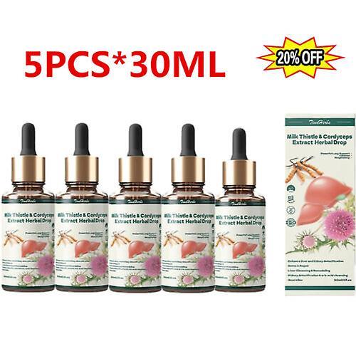 5Pcs TinaHerbs Milk Thistle & Cordyceps Sinensis Drops - Detox & Repair - 30ml on Productcaster.