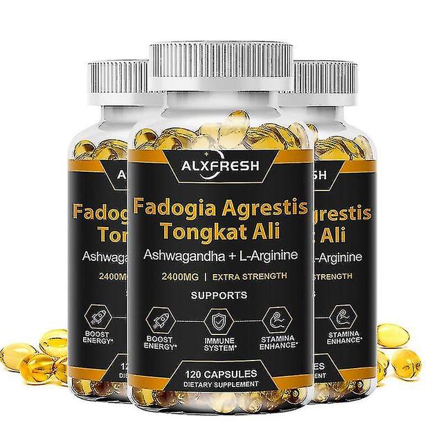 Hu Fadogia Agrestis & Tongkat Ali Capsule Boosts Testosterone Levels Supports Stamina & Energy Extra Strength Men's Health Hu 3 Bottles 60PCS on Productcaster.