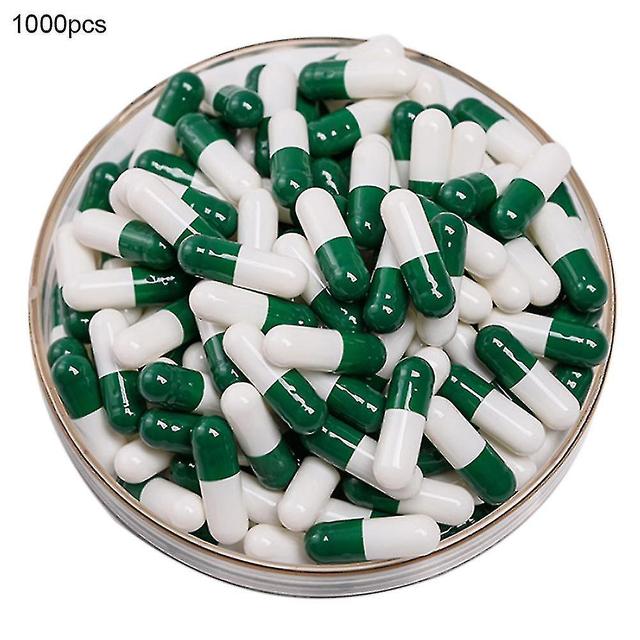 Lynxy 1000pcs Transparent Hollow Gelatin Empty Separated Medical Powder Capsule Shells tao White Green on Productcaster.