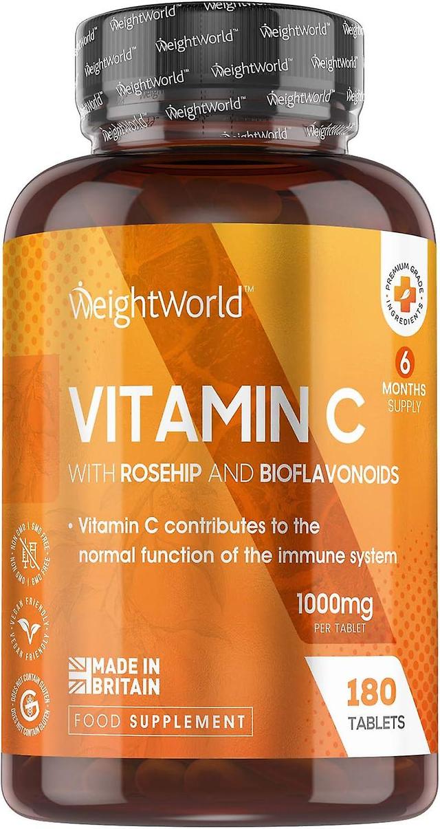 Vitamin C 180 Tablets 1000mg for Immune Health Support Bones Joints & Stress By WeightWorld on Productcaster.