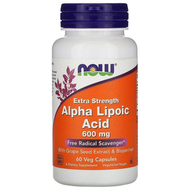 NOW Foods NOW Alimentos, Ácido alfa-lipóico, Força extra, 600 mg, 60 cápsulas vegetais on Productcaster.