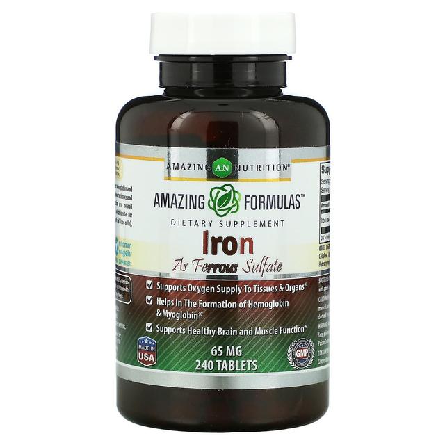 amazing nutrition Nutrição Incrível, Ferro Como Sulfato Ferroso, 65 mg, 240 Comprimidos on Productcaster.