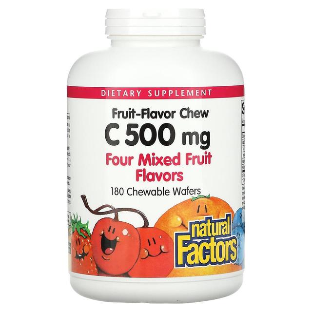 Natural Factors, Vitamin C, Four Mixed Fruit Flavors, 500 mg, 180 Chewable Wafers on Productcaster.