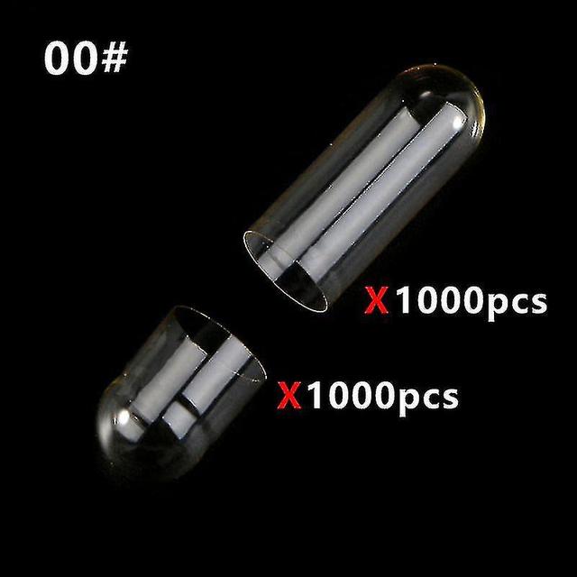 Lriny 1000stk Standard Størrelse 00# 0# 1# Tomme kapsler Gelatine klare kapsler Hule Hard Gelatine Transparent Seperated Sammenføjede kapsler-csn 0... on Productcaster.