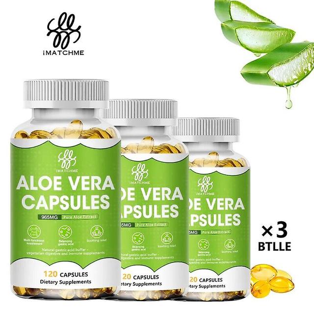 Visgaler Premium Natural Aloe Vera Supplement - Digestive Health & Weight Management Gluten Free Non-gmo -120 Capsules (25mg Each) 3 bottles 60pcs on Productcaster.