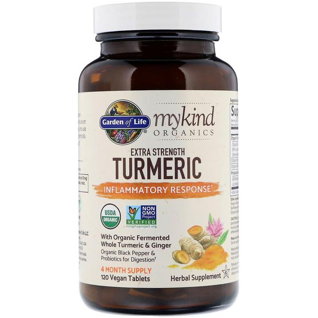 Garden of Life, MyKind Organics, Extra Strength Turmeric, Inflammatory Response, 120 Vegan Tablets on Productcaster.