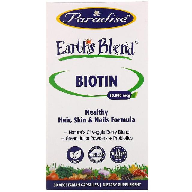 Paradise Herbs, Earth's Blend, Biotin, 10,000 mcg, 90 Vegetarian Capsules on Productcaster.