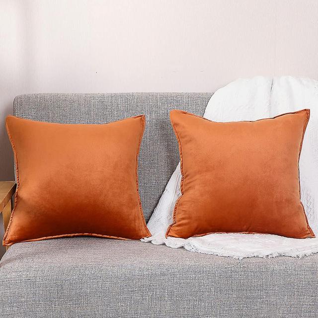 WINNOW 45x45 Lot de 2 Housse de Coussin dcoratif en Velours Coussin Orange pour canap et lit, Canap Home Decor Taie d'oreiller(18inchx18inch) on Productcaster.