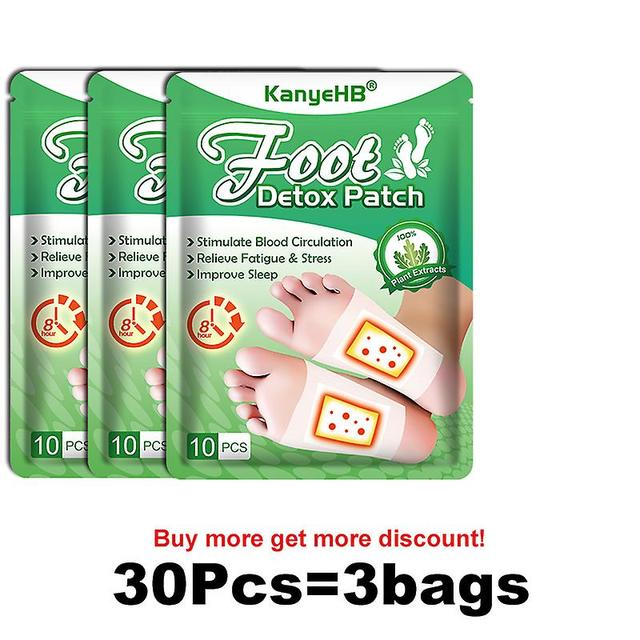 10/20/30/40/50pcs Foot Detox Patches Relief Stress Body Toxins Detoxification Cleansing Feet Health Care Herbal Medical Plaster 30Pcs in 3 bags on Productcaster.