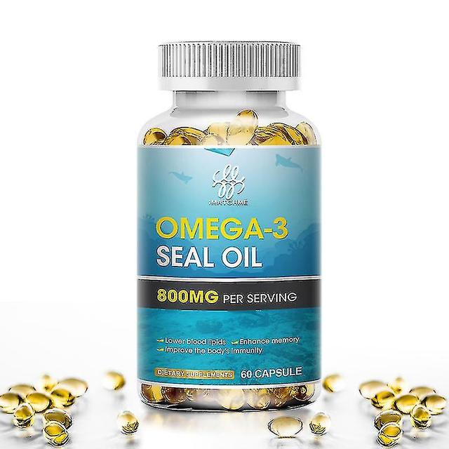 Huamade Seal Oil Capsule Omega 3 Rich In Dha Epa&dpa Vitamin E Support Brain Heart & Cardiovascular Health Prevent Blood Vessel Blockage 60pcs on Productcaster.