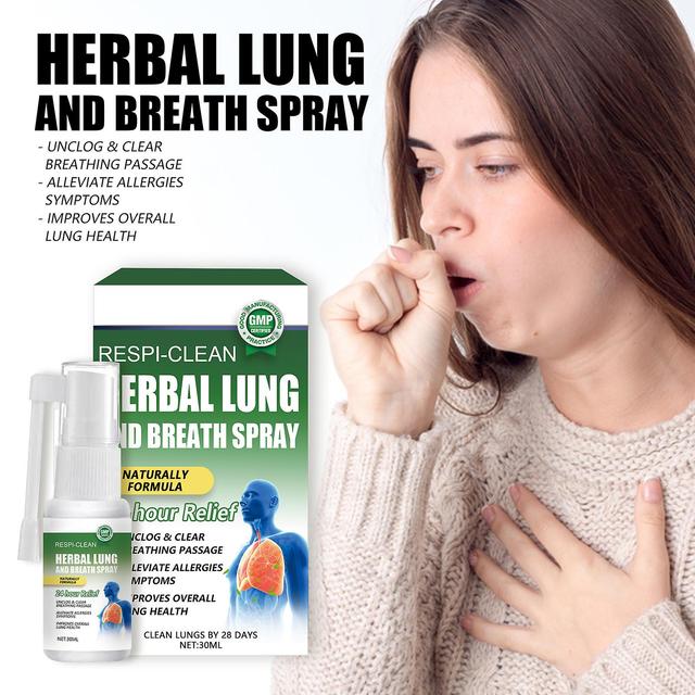 unbrand Herbal Lung And Breath Spray, Herbal Nasal Decongestant Spray For Lung Cleanse, Respiratory Support And Mucus Relief To Breath Easy 1 pcs on Productcaster.