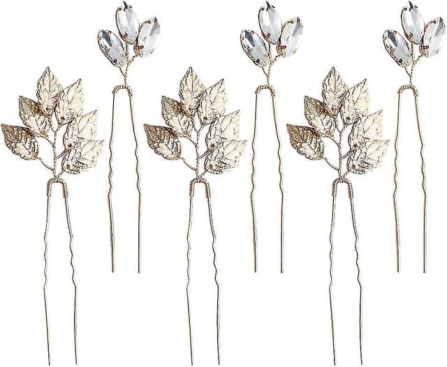 Jnnjv 6 Pcs Pingles Cheveux De Marie Or Cristal Feuille Pingles Cheveux Feuille De Mariage Chignon Broches Pour Les Femmes on Productcaster.