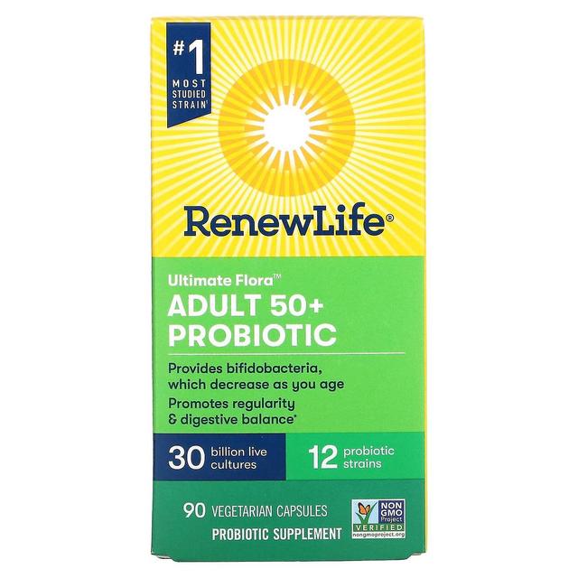 Renew Life, Ultimate Flora Adult 50+ Probiotic, 30 Billion CFU, 90 Vegetarian Capsules on Productcaster.