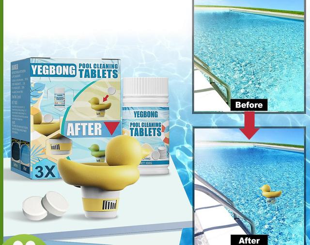 YEGBONG swimming pool effervescent tablets, cleaning, deodorizing, sterilizing and descaling instant cleaning tablets 100g + doser (3 sets) on Productcaster.