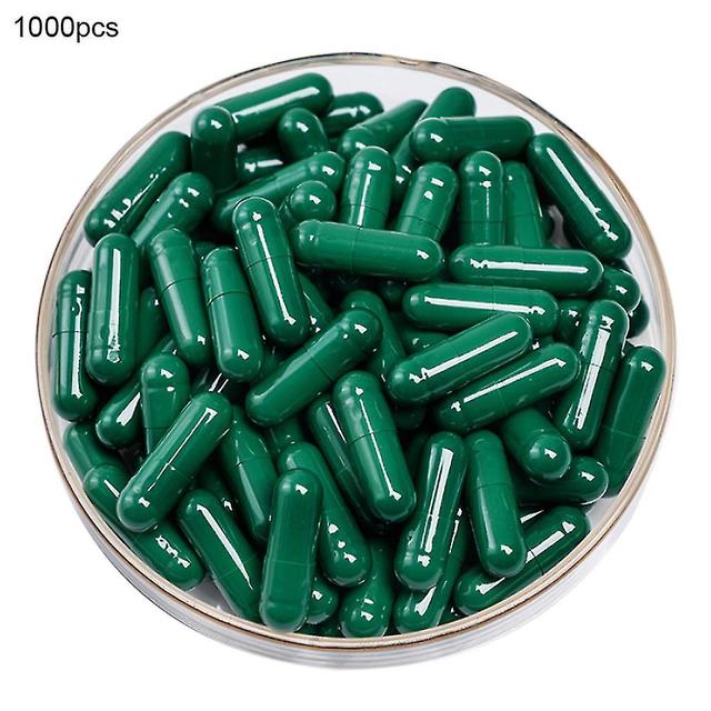 Bsilune 1000pcs Transparent Hollow Gelatin Empty Separated Medical Powder Capsule Shells Dark Green on Productcaster.