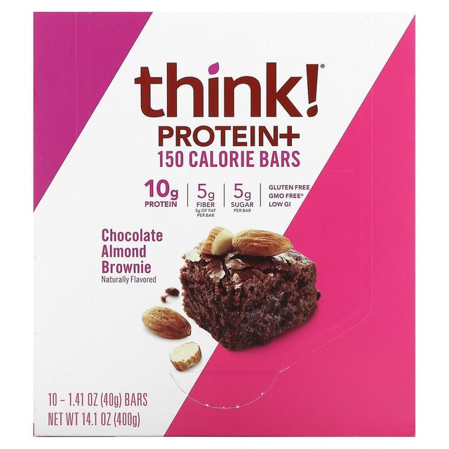 Think! Think !, Protein+ Bars, Chocolate Almond Brownie, 10 Bars, 1.41 oz (40 g) Each on Productcaster.