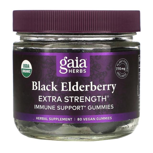 Gaia Herbs, Black Elderberry Extra Strength Immune Support Gummies, 80 Vegan Gummies on Productcaster.